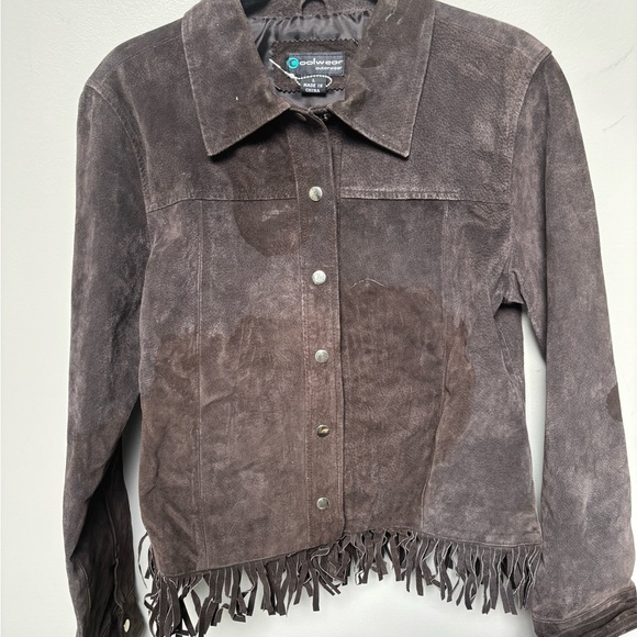 coolwear Jackets & Blazers - Western Leather brown  fringe snap jacket boho Stagecoach cowboy festival